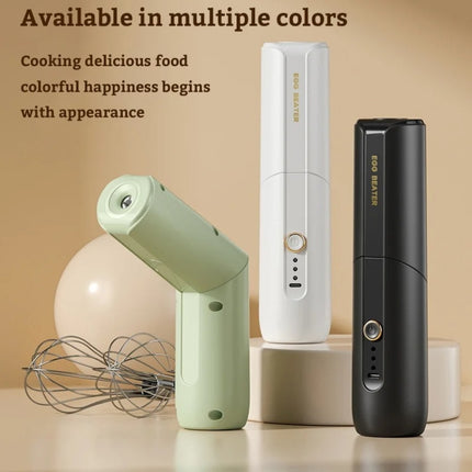 Rotary Folding Double-head Electric Home Egg Beater Fully Automatic Wireless Baking Mixer(Black)