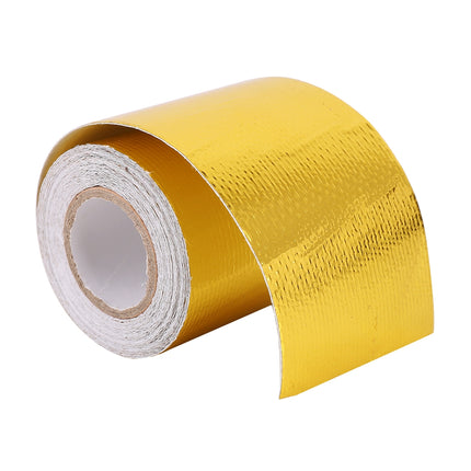 5m Exhaust Wrap Auto Motor Exhaust Heat Shield Aluminum Foil Paper Heat Resistant Wrap(Gold)