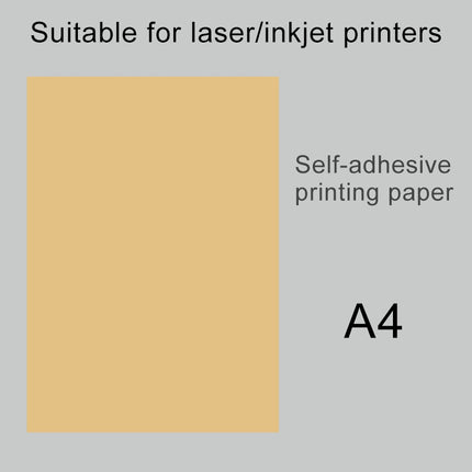 100pcs / Pack A4 Self-adhesive Printer Paper(Brown)