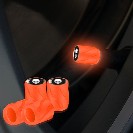 Luminous Car Motorcycle Tire Modified Valve Cap, Color: Orange Red White Skull