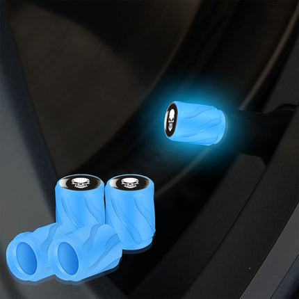 Luminous Car Motorcycle Tire Modified Valve Cap, Color: Blue White Skull