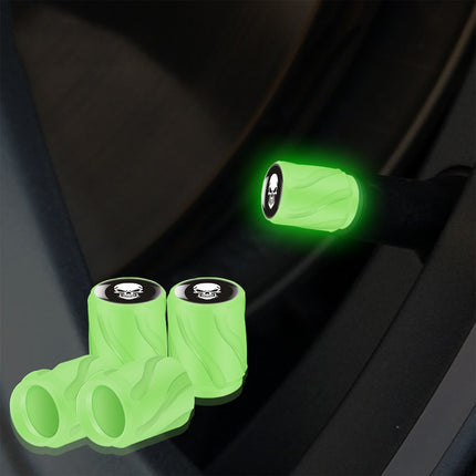 Luminous Car Motorcycle Tire Modified Valve Cap, Color: Green White Skull