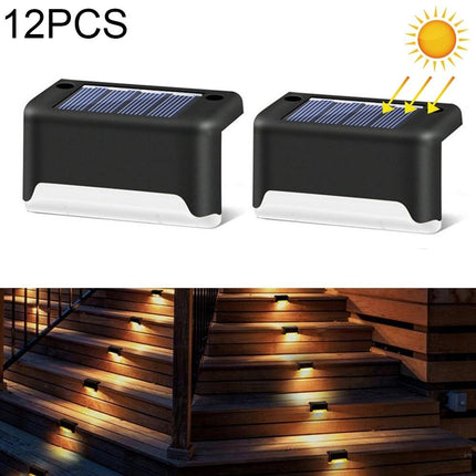 Solar Powered LED Outdoor Stairway Light IP65 Waterproof Garden Lamp, Warm White Light(Black)