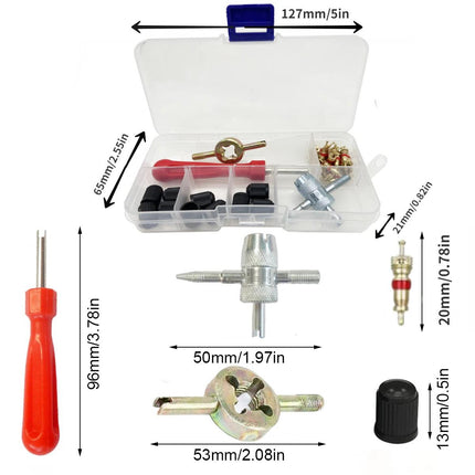 33pcs/Set Car Bicycle Tire Valve Core Installation Tool Repair Kit, Specifications: A