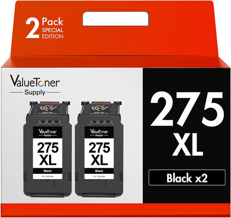 Valuetoner Supply Ink Cartridges Replacement for Canon 275XL 275 XL PG-275 XL PG275 Black Ink Cartridge Work with Canon PIXMA TS3500 TS3522 TS3520 TS3720 TS3722 TR4700 TR4720 TR4722 Printer (2 Black)