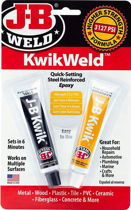 J-B Weld 8276 KwikWeld Quick Setting Steel Reinforced Epoxy - Dark Grey 2 oz