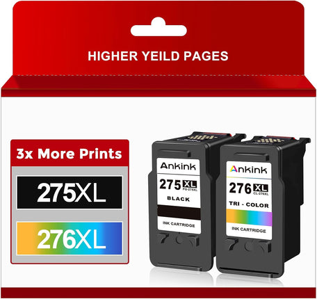 Ankink Remanufactured Ink Cartridge Replacement for Canon 275XL 276XL PG275 CL276 275 276 XL (Black Color 2- Combo Pack) use with TS3522 TR4720 TR4700 TR4722 TS3500 TS3520 Printer
