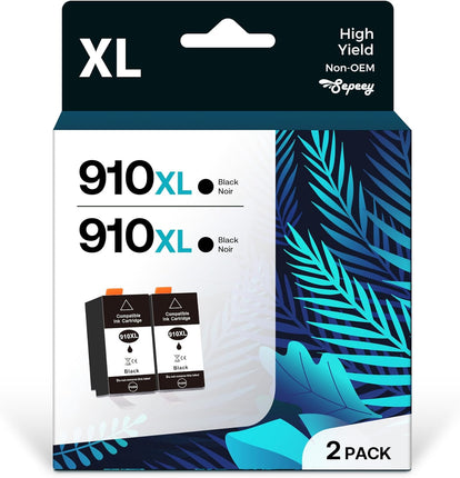 Sepeey 910XL Black Ink Cartridges Replacement for HP 910 XL Compatible with HP OfficeJet Pro 8025e 8028e 8035e 8025 8028 8035 Work with OfficeJet 8015e 8020 8022e (2-Pack Black)