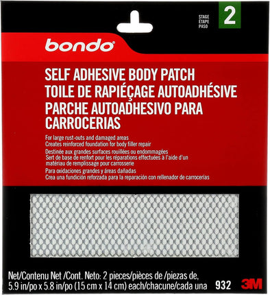 Bondo Self-Adhesive Body Patch, For Large Rust-Outs and Damaged Areas, 2 Patches, 5.9 in x 5.8 in, 2 Patches