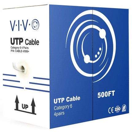 VIVO 500ft Bulk Cat6, CCA Ethernet Cable, 23 AWG, UTP Pull Box, Cat-6 Wire, Indoor, Network Installations, Gray, CABLE-V006