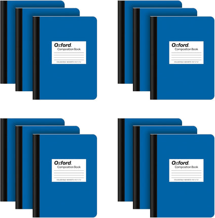 Oxford Composition Notebook 12 Pack, Notebooks for School, School Supplies, Journal for School Notes, College Ruled Paper, Writing Book, 7.5 x 9.75 Inches, 80 Sheets, Blue Covers (63742)