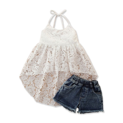 Girls Sling Sleeveless Top Skirt Shorts Two- piece Suit
