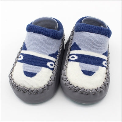 Fashion Baby Socks With Rubber Soles Infant Sock Newborn Autumn Winter Children Floor Socks Shoes Anti Slip Soft Sole Sock(6S04 Navy)