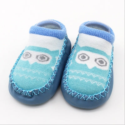Fashion Baby Socks With Rubber Soles Infant Sock Newborn Autumn Winter Children Floor Socks Shoes Anti Slip Soft Sole Sock(6S01 Blue)