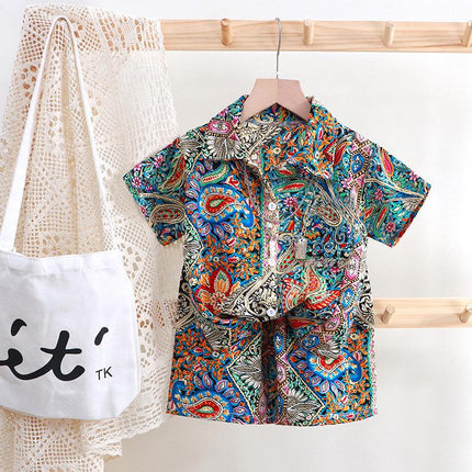 Children Summer Suit Loose Shirt Short- Sleeved Shorts