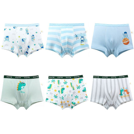6pcs/set Children High Elastic Cartoon Printed Cotton Boxer Briefs, Size: L(T-5515 Boys)