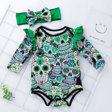Halloween Long-sleeved Skull Print Childrens Clothing Infant Baby Clothes One-piece Clothing