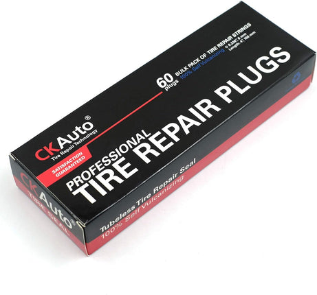 CKAuto 60 Pcs Black Tire Repair Strings, Automotive Tool Tire Repair Plugs for Tubeless Off-Road Tires Car, Bike, ATV, UTV, Wheelbarrow, Mower
