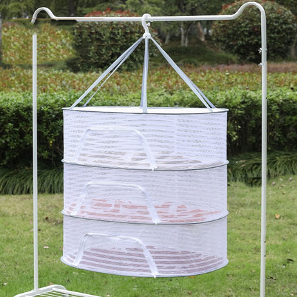 40 x 60cm Foldable Drying Fishing Vegetables Fish Net Hanging Clothes Drying Storage Shelf(White)