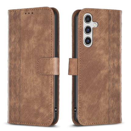 For Samsung Galaxy A35 Plaid Embossed Leather Phone Case