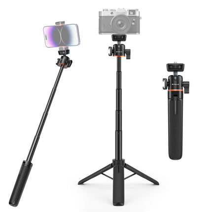 PULUZ Mini Phone Camera Extension Tripod Stand 360 Degree Ball Head Cold Shoe Selfie Stick (Black)