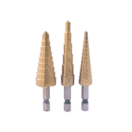 3 In 1 Hexagonal Shank Step Drill High Speed Steel Rear Hole Opening Tool(Plastic Bag Packaging)