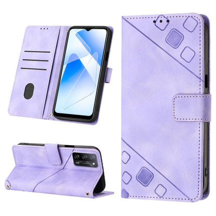 Skin-feel Embossed Leather Phone Case For OPPO A55 5G /(Light Purple)