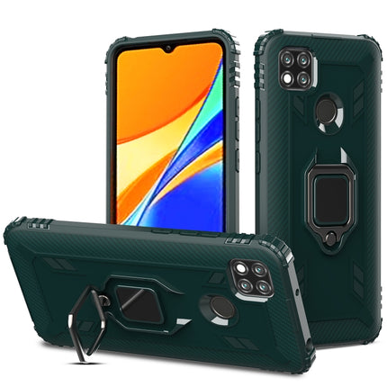 For Xiaomi Redmi 9C Carbon Fiber Protective Case with 360 Degree Rotating Ring Holder