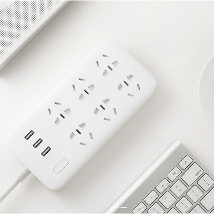 Original Xiaomi Mijia Smart 6 New Chinese Standard Sockets 5V/2.1A 3-USB Ports Power Strip (White)