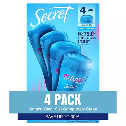 Secret Outlast Clear Gel Deodorant, Completely Clean, 2.6 oz
