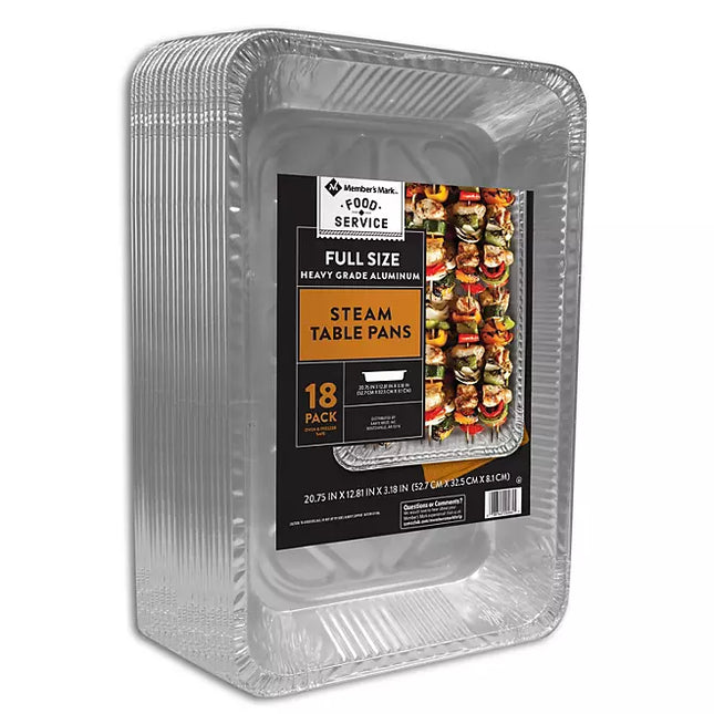 Member's Mark Aluminum Steam Table Pans, Full Size (18ct.)