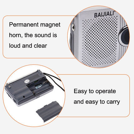 BAIJIALI BJLR21 Simple Retro Radio Full- band Built-in Speaker Outdoor Portable Audio(Silver Gray)