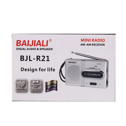 BAIJIALI BJLR21 Simple Retro Radio Full- band Built-in Speaker Outdoor Portable Audio(Silver Gray)
