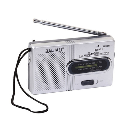 BAIJIALI BJLR21 Simple Retro Radio Full- band Built-in Speaker Outdoor Portable Audio(Silver Gray)