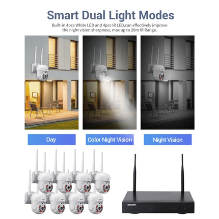 ESCAM WNK718 HD 3.0 Million Pixels 8- channel + 8IPC Wireless NVR Security System, AU Plug