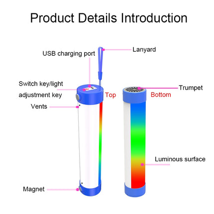 Lyyjdg-001 Bluetooth Magnetic RGB Emergency Light with Audio Function, Size: 260X42mm (Blue)