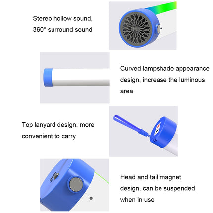 Lyyjdg-001 Bluetooth Magnetic RGB Emergency Light with Audio Function, Size: 260X42mm (Blue)