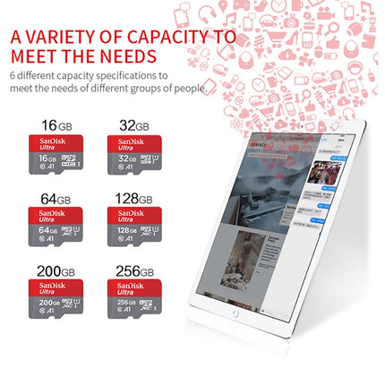 SanDisk A1 Monitoring Recorder SD Card High Speed Mobile Phone TF Card Memory Card, Capacity: 64GB-100M/S