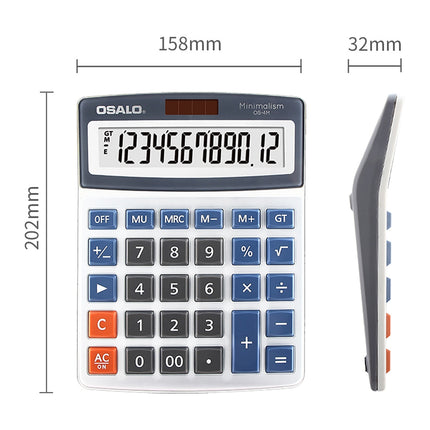 OSALO OS-4M 12 Digits Desktop Calculator Solar Energy Dual Power Calculator
