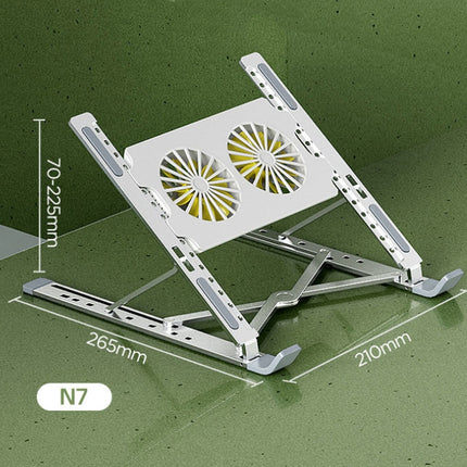 N7 Aluminum Alloy Laptop Stand Foldable Holder Notebook Stand With Fan Silver