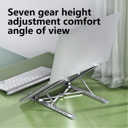 N7 Aluminum Alloy Laptop Stand Foldable Holder Notebook Stand With Fan Silver