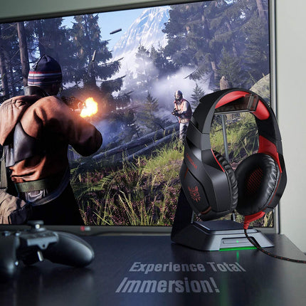 ONIKUMA K1-B Adjustable PC Gaming Headphone with Microphone(Black Red)