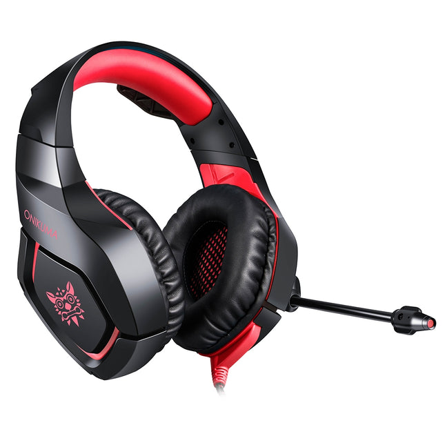 ONIKUMA K1-B Adjustable PC Gaming Headphone with Microphone(Black Red)