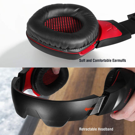ONIKUMA K1-B Adjustable PC Gaming Headphone with Microphone(Black Red)