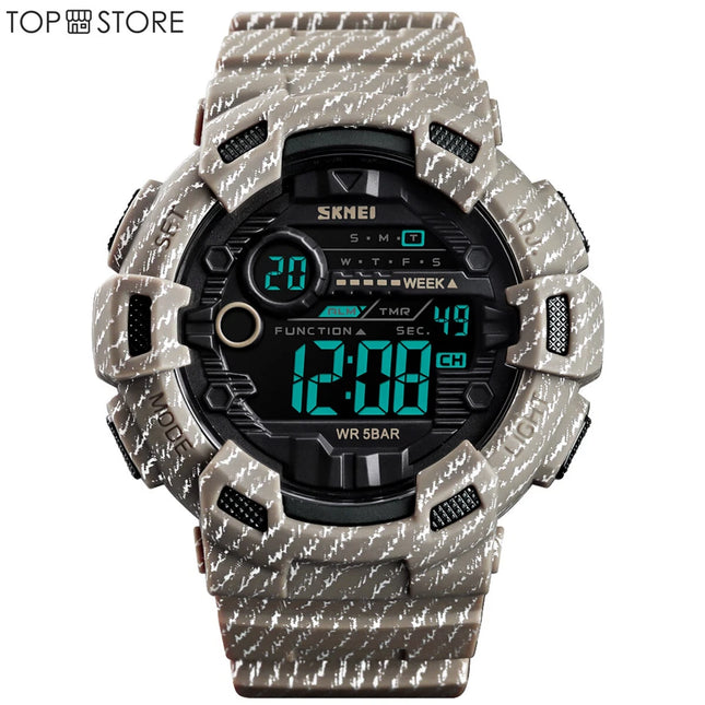 SKMEI 1472 Multifunctional Men Outdoor Sports Noctilucent Waterproof Didital Wrist Watch (Grey)