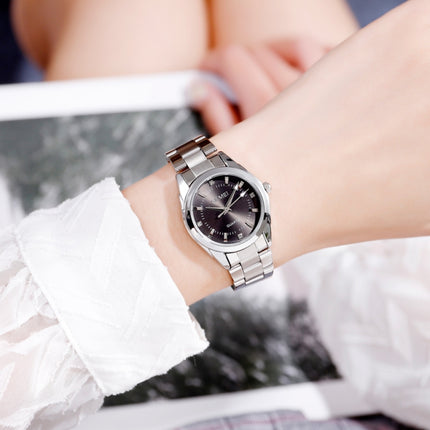 SKmei Delicate Rhinestone Creative Casual Waterproof Quartz Women Watch Steel Strap Watch(Black)