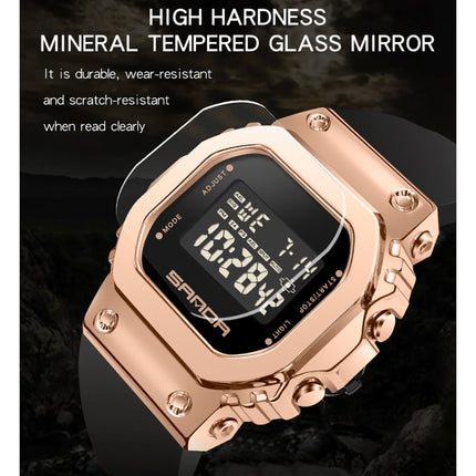 SANDA  LED Digital Display Square Dial Sports Electronic Watch for Men and Women(White Gold)