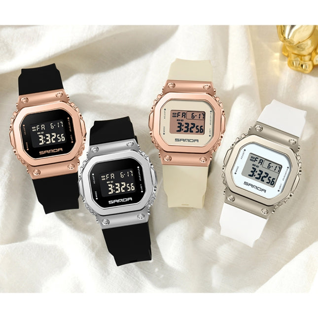 SANDA 9006 LED Digital Display Square Dial Sports Electronic Watch for Men and Women(Khaki)
