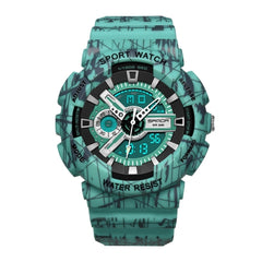 SANDA Three-Pin Luminous Outdoor Waterproof Multifunctional  Electronic Watch(Men Line Blue)