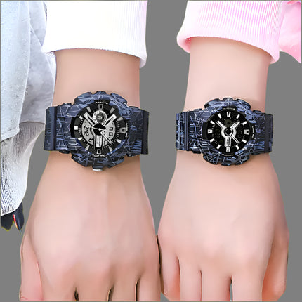 SANDA Three-Pin Luminous Outdoor Waterproof Multifunctional  Electronic Watch(Men Line Blue)